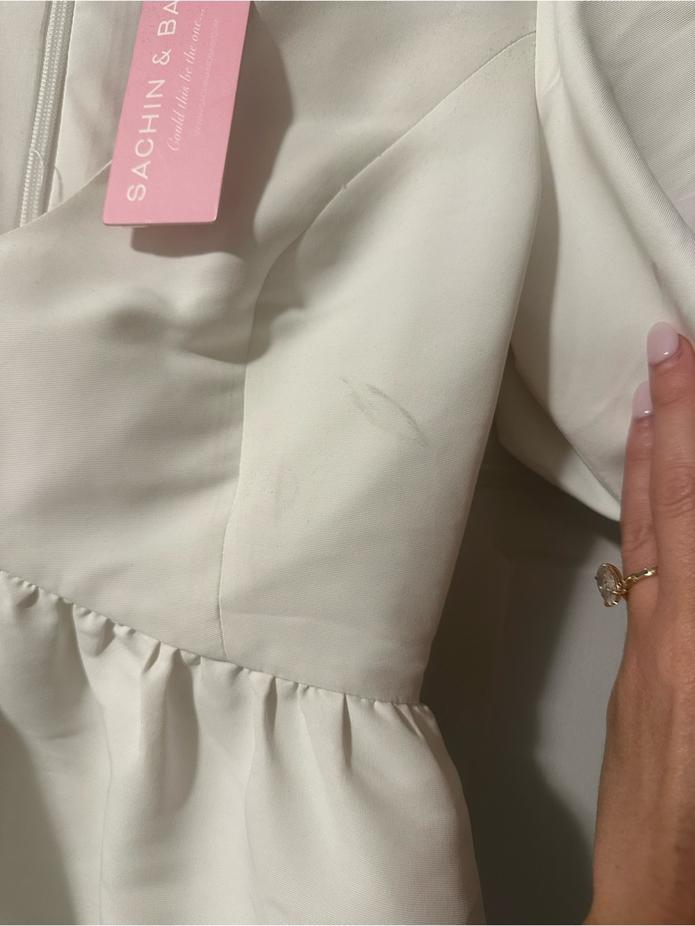 Sachin + Babi Ivory Deep-V Puff-Sleeve Mini Dress - Picture 3 of 4